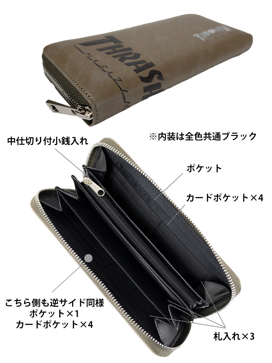 THRASHER（スラッシャー） 財布 メンズ 長財布 ラウンドファスナー