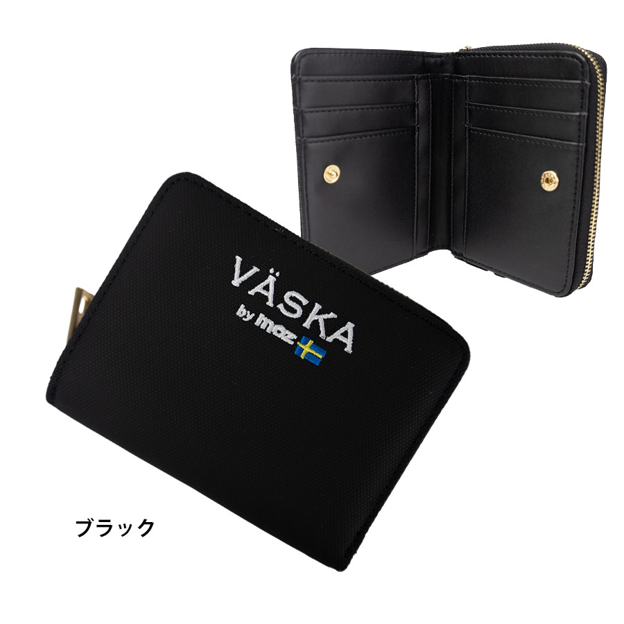 新品 未使用 箱付き✨VASIC 折り財布 ラウンド ミニ オールレザー ロゴ VASKA 財布 レディース 二つ折り ラウンドファスナー 小銭入れ 札入れ