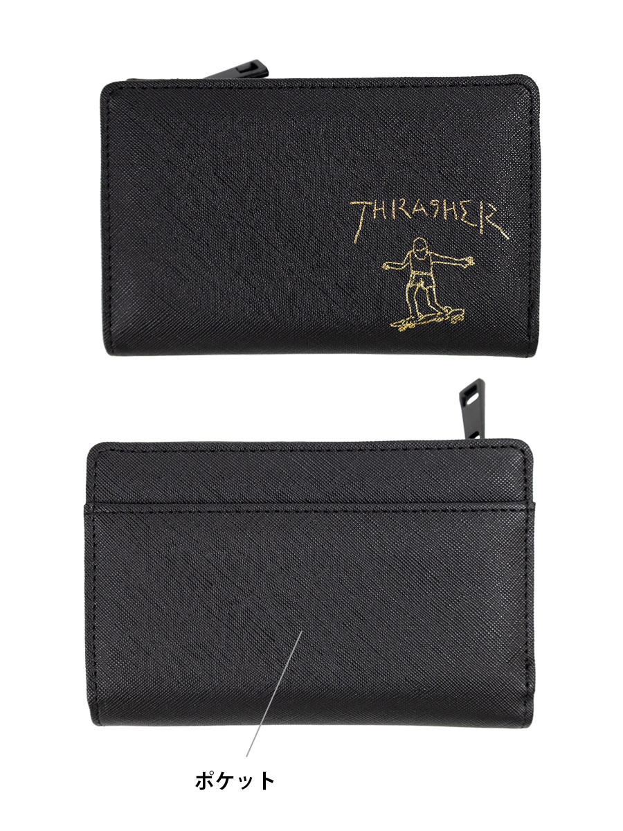 THRASHER（スラッシャー） 財布 メンズ 二つ折り ミドルウォレット 深