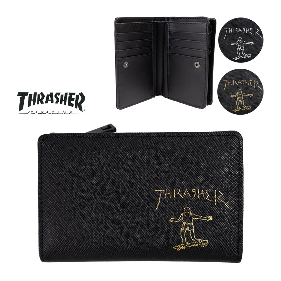 THRASHER（スラッシャー） 財布 メンズ 二つ折り ミドルウォレット 深