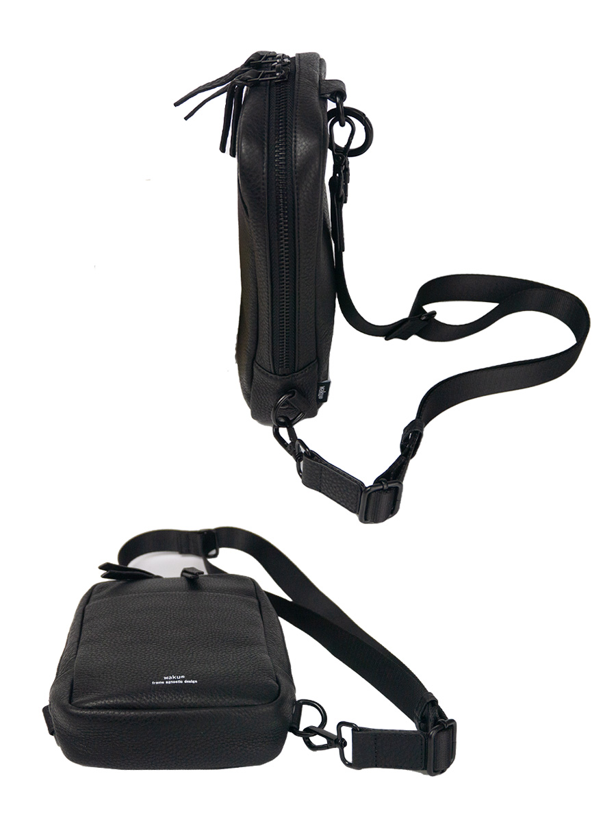ボディバッグ メンズ ワンショルダー 小さい 斜めがけ おしゃれ 縦型 本革 革 レザー 黒 ブラック カジュアル 40代 50代 ブランド waku  ワク WK-0032