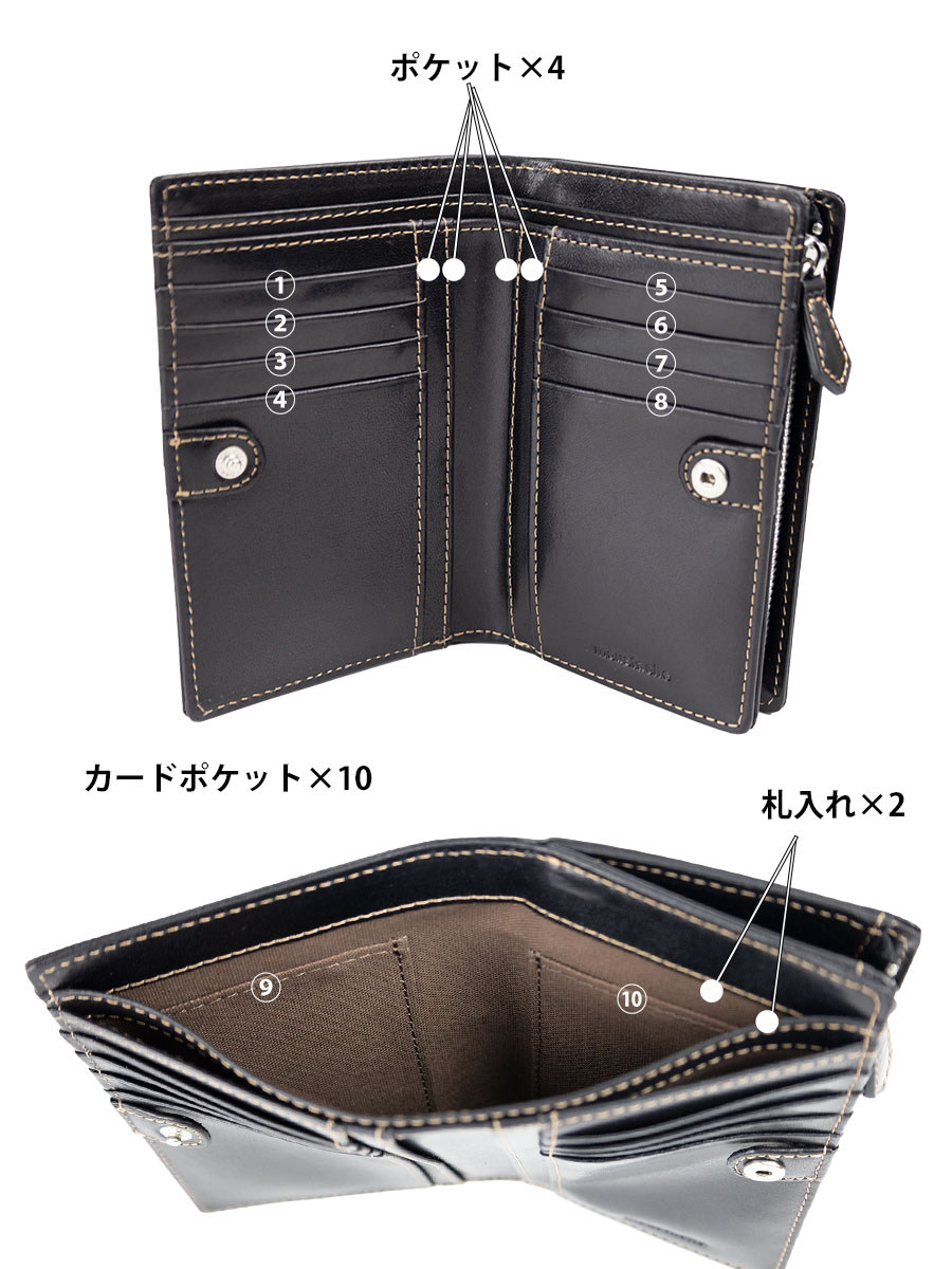 MOUSTACHE（ムスタッシュ） 財布 メンズ 二つ折り 本革 革 レザー