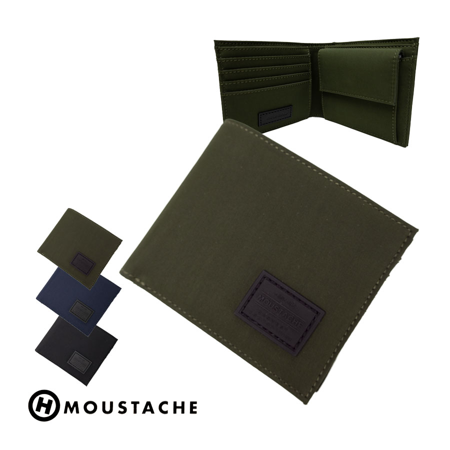 MOUSTACHE 財布 メンズ 二つ折り 撥水 レディース 2つ折り財布