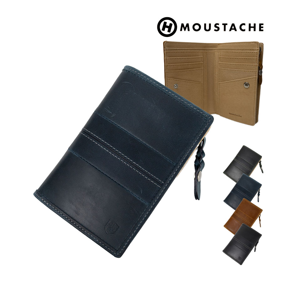 MOUSTACHE 財布 メンズ 二つ折り 革 ブランド 二つ折り財布 小銭
