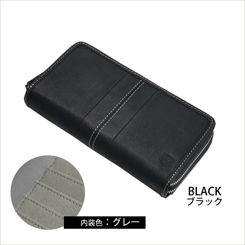 MOUSTACHE 財布 長財布 メンズ 大容量 本革 ダブルジップ 多機能