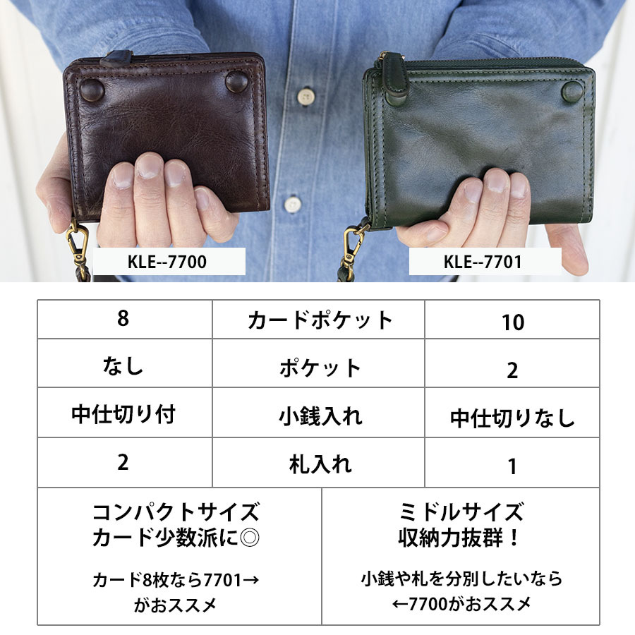 財布 メンズ 二つ折り 本革 革 レザー おしゃれ かっこいい 40代 50代 ストラップ付 ブランド ウォレット 緑 茶 黒 DOUBLES ダブルス KLE-7700 | DOUBLES | 07