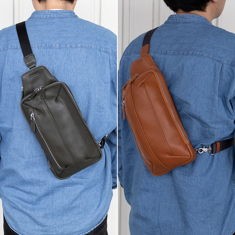 DOUBLES ボディバッグ メンズ 本革 革 レザー 縦型 斜めがけ