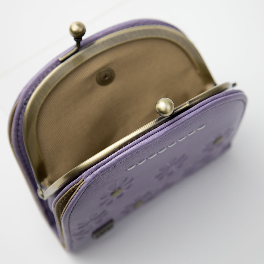 財布 レディース 二つ折り 本革 革 レザー ミニ財布 がま口 小銭入れ