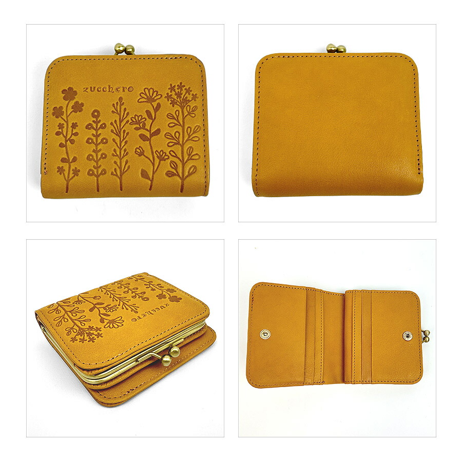 ✨未使用品✨ズッケロフィラート 木玉 がま口 二つ折り財布 コンパクト イエロー zucchero filato（ズッケロ フィラート） 財布 がま口財布 レディース