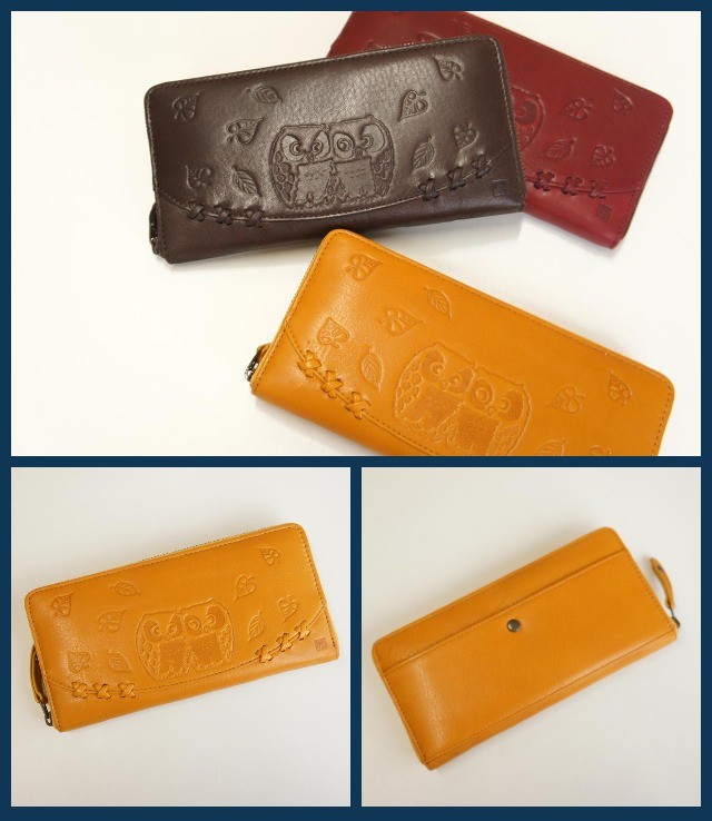 長財布 レディース 本革 野村修平 なかよしふくろう シリーズ ラウンド