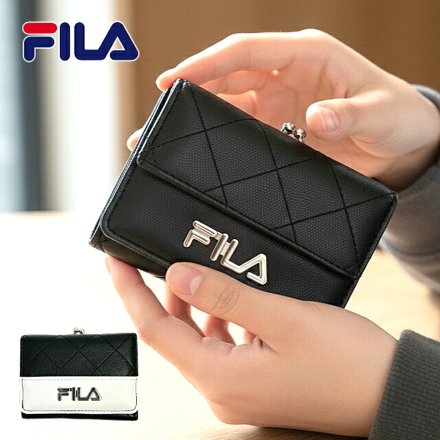 FILA（フィラ） 三つ折り財布 レディース ミニ財布 がま口 合成皮革