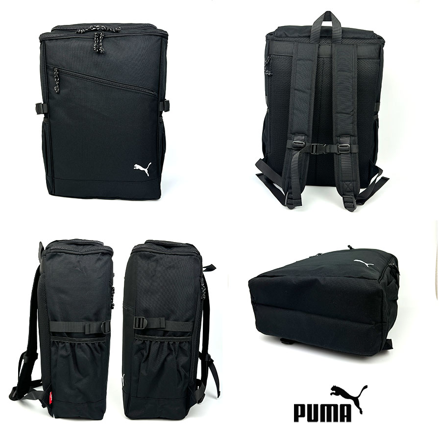 リュック 通学 大容量 男子 高校生 中学生 PUMA プーマ j20381 ロゴプリント スクエアリュック BOX型 リュックサック 30L A4 B4 PC タブレット 通学リュック 修学旅行 部活 合宿 男女兼用 学生 大きめ おしゃれ かっこいい メンズ レディース シンプル ブラック 黒 人気 PUMA（プーマ） リュック 通学 大容量 男子 高校生 中学生 男女兼用