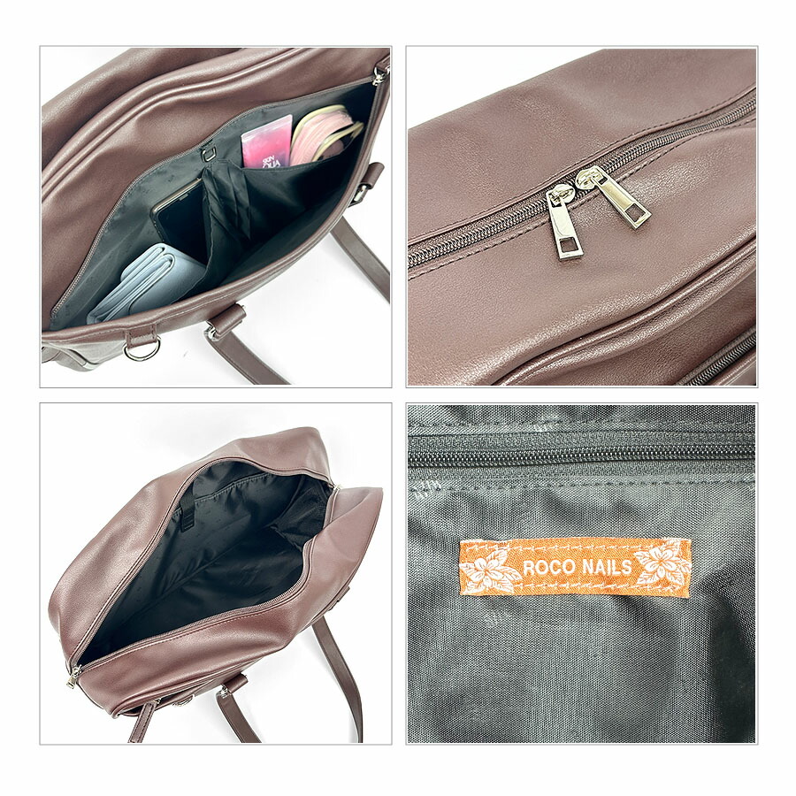 ROCO NAILS レッド×ベージュ スクバ ROCO NAILS（ロコネイル） スクールバッグ 合皮 軽量 女子 高校生 女子