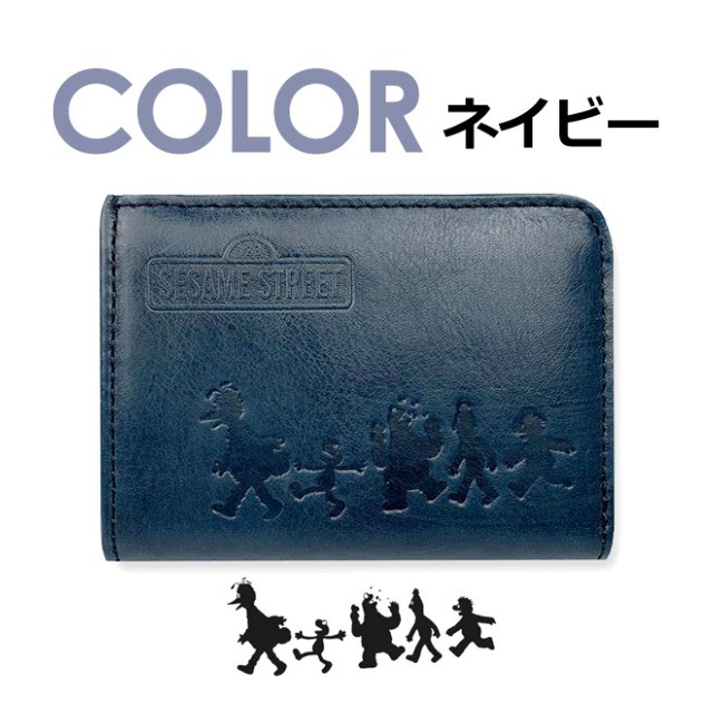 Sesame Street 牛革長財布ネイビー 長財布 メンズ 黄色 レザー 革 セサミ グッズ 財布 学生 男性 女性 赤