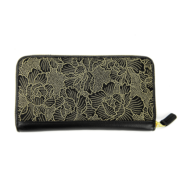 印伝 長財布 レディース/印伝 ラウンドファスナー長財布/44-07a/鹿革