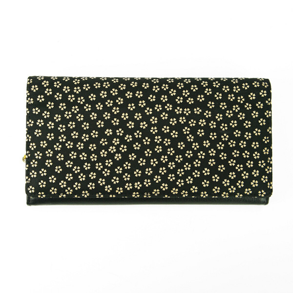 印伝 長財布 レディース/いんでん がま口式小銭入れ付き/605-1/鹿革 漆