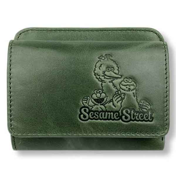 二つ折り財布 メンズ レディース セサミストリート 財布 青 緑