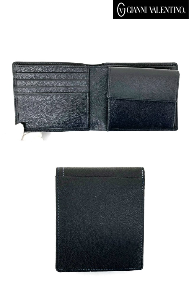 VALENTINO 折り財布 黒 レザー VALENTINO バレンティノ ロゴ 三つ折り財布 二つ折り財布（小銭