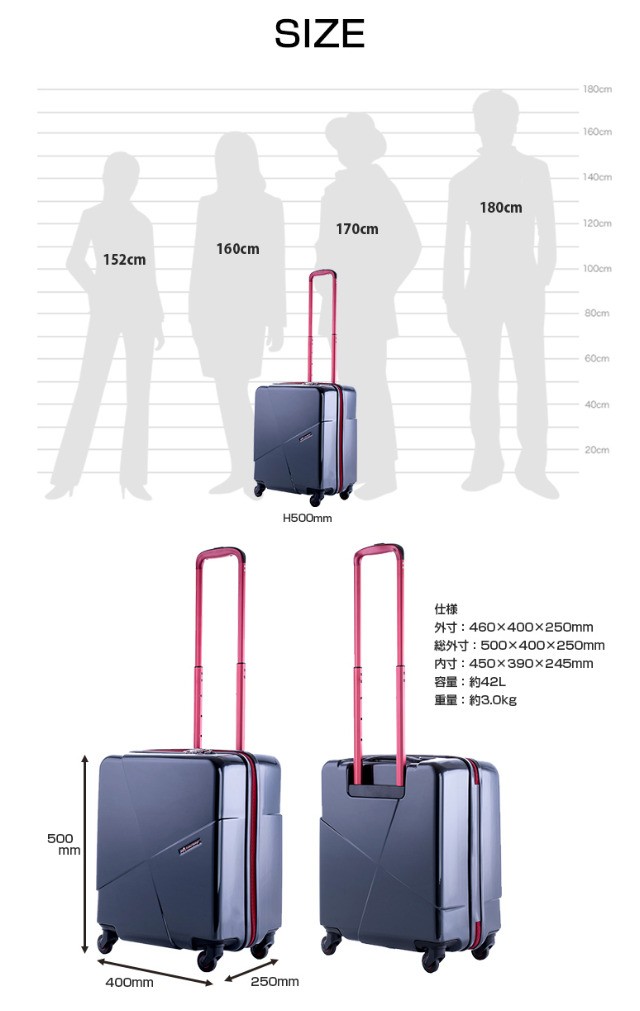 スーツケース ハード HIDEO WAKAMATSU ヒデオワカマツマックスキャビン2 機内持ち込み Sサイズ 42L 85-76170