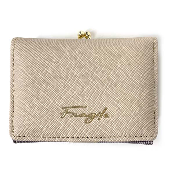 みゅうforest tileベージュのプランプバッグminiとがま口 ミニ財布 高校生 財布 キッズ 女子 三つ折り オシャレ ミニ