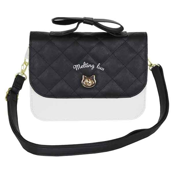 ショルダーバッグ キッズ 女子 プレゼント 小学生 女の子 斜めがけバッグ ポシェット ネコ 水色 紫 黒 Pine Collet リボンネコキルト かぶせポシェット Wlx 523 Wlx 523 かばんや 通販 Yahoo ショッピング