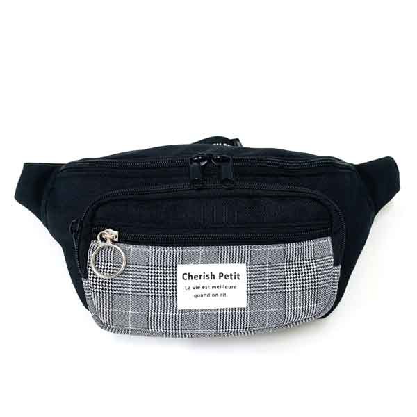 ボディバッグ キッズ 女子 黒 ワンショルダー 斜めがけ ウエストポーチ