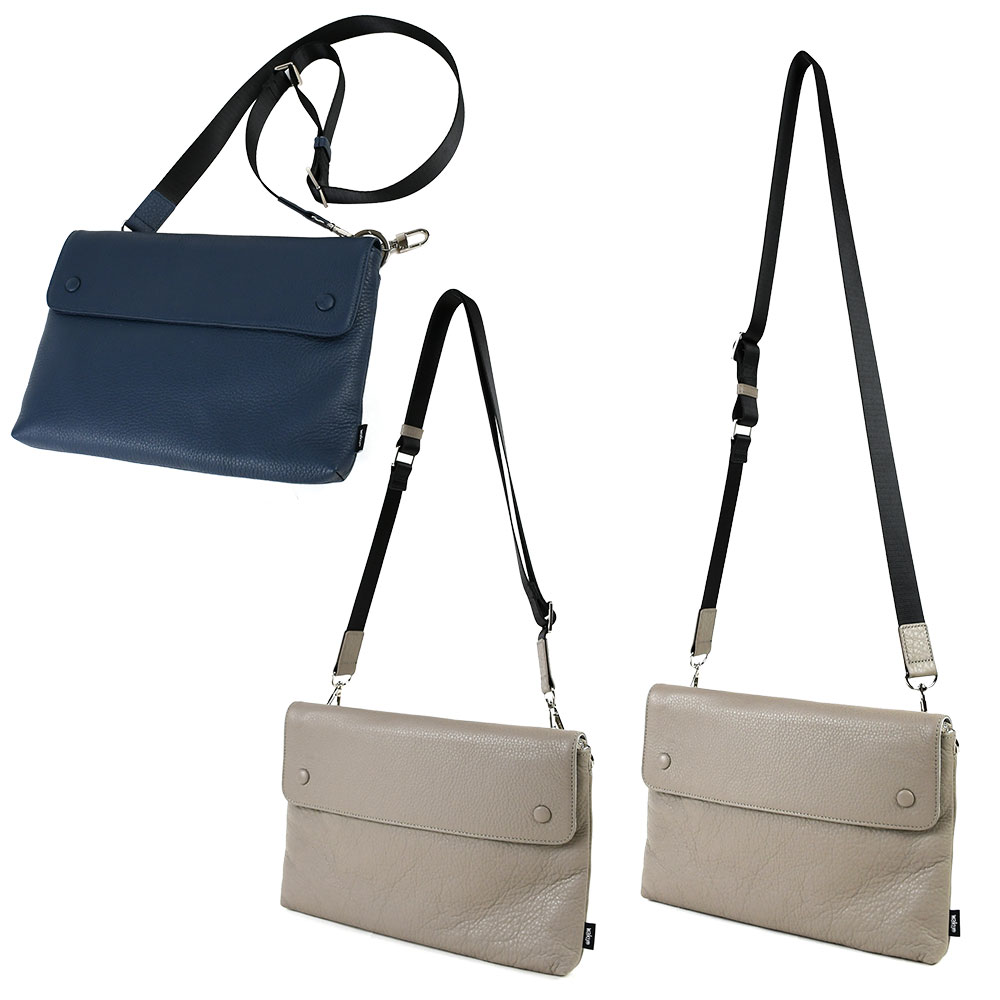 waku（ワク） レザーサコッシュ スクエアショルダーバッグ B5 本革