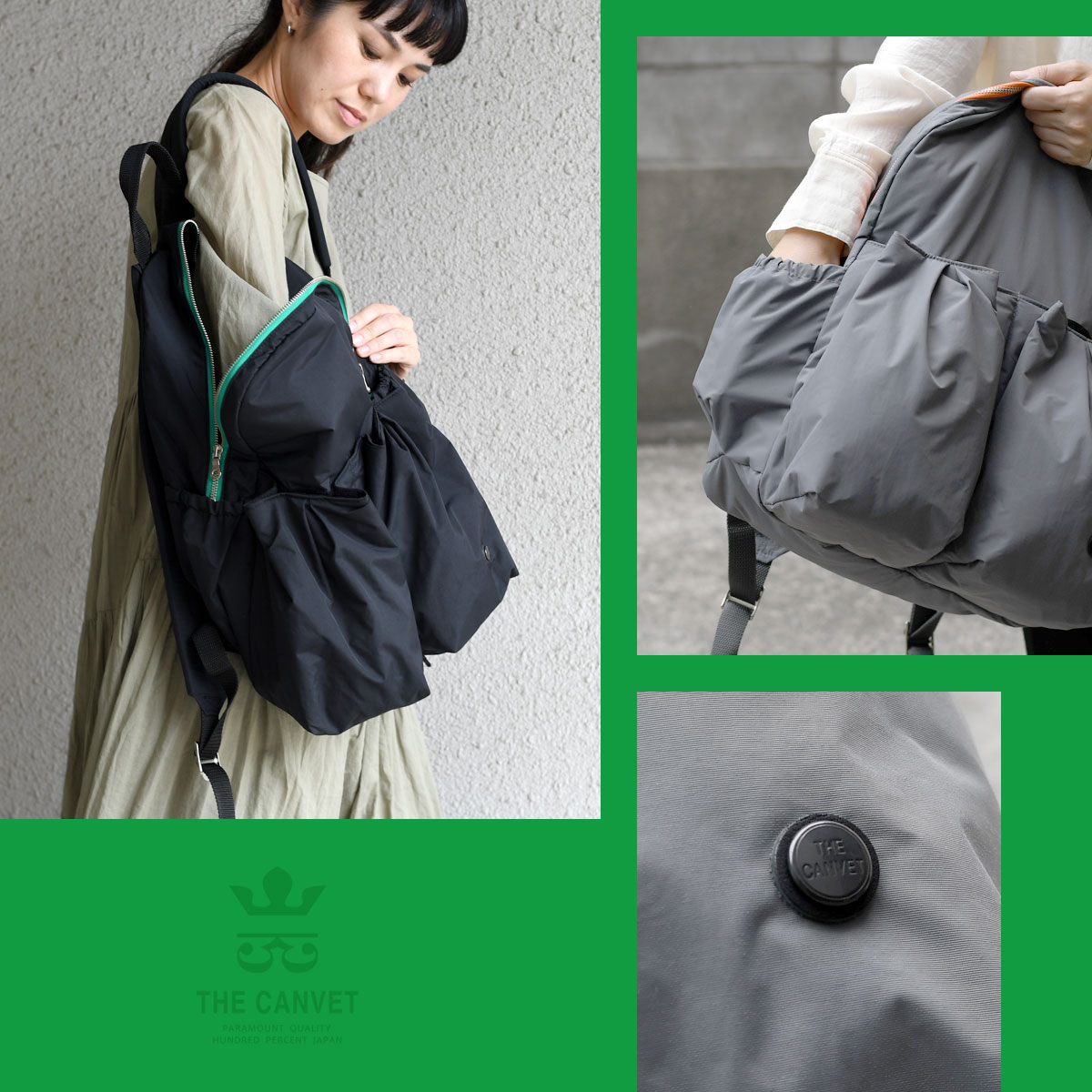 THE CANVET ザ・キャンヴェット　ブルーグレーー帆布リュック バッグ リュック キャンバス 無地 日本製 THE CANVET ザ キャン
