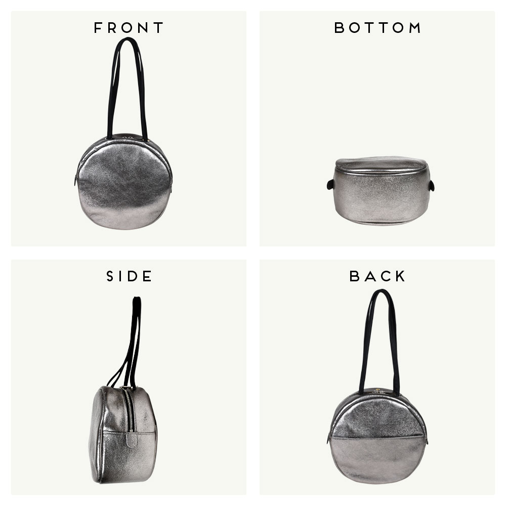 円形トートバッグ ソフトレザー 箔レザー 牛革 ikot イコット 丸型 円