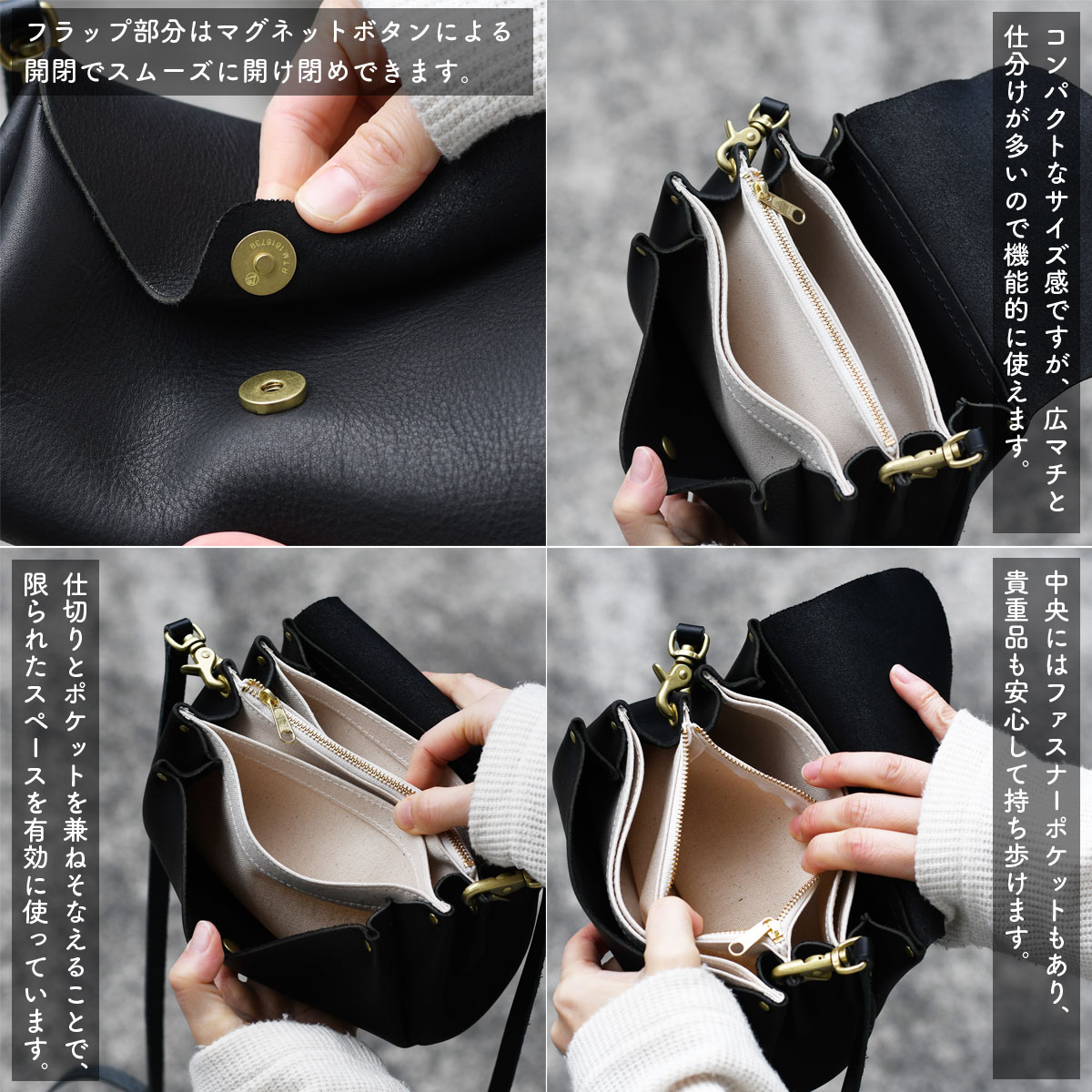 Cham（チャム） 広マチポシェット 斜め掛け 日本製 お財布ショルダー