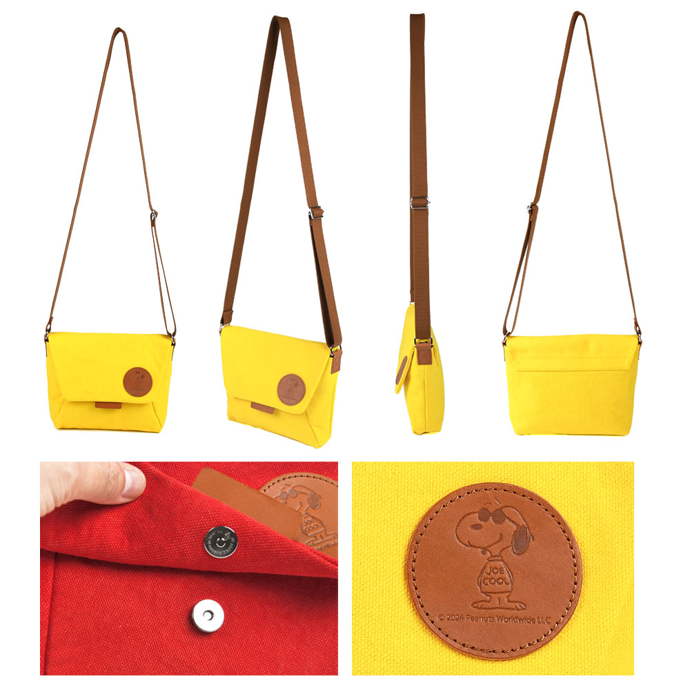 スヌーピー ミニバス オレンジ・イエロー PEANUTS スヌーピー ミニショルダーバッグ キャンバス 小さめ