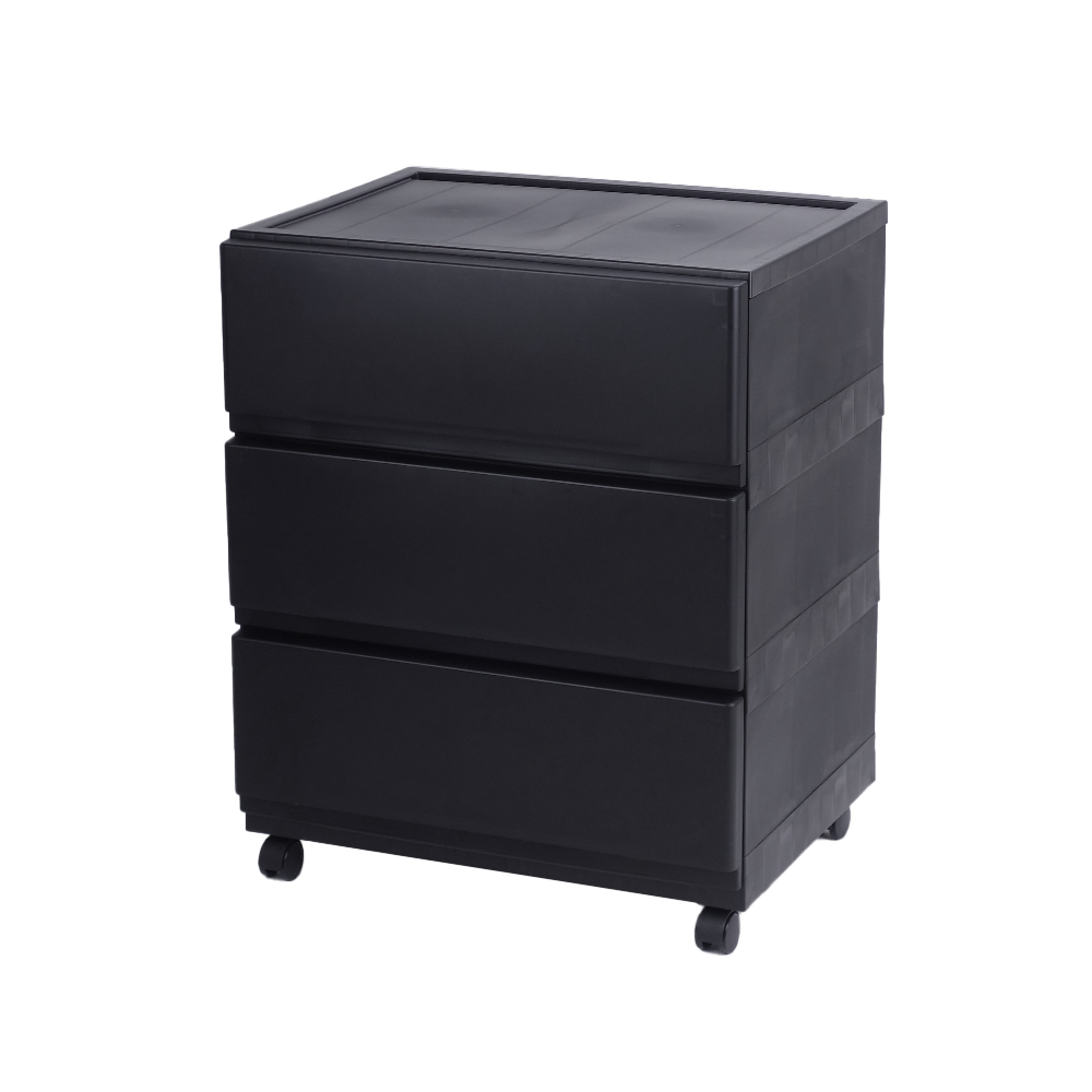 (2個セット特価) チェスト タンス 壁付き 3段 幅54cm ワイド 黒 ブラック キャスター付き 脚付き おしゃれ ほこりが入りにくい 中が透けない 160-A31/160-A38 | JEJアステージ | 02