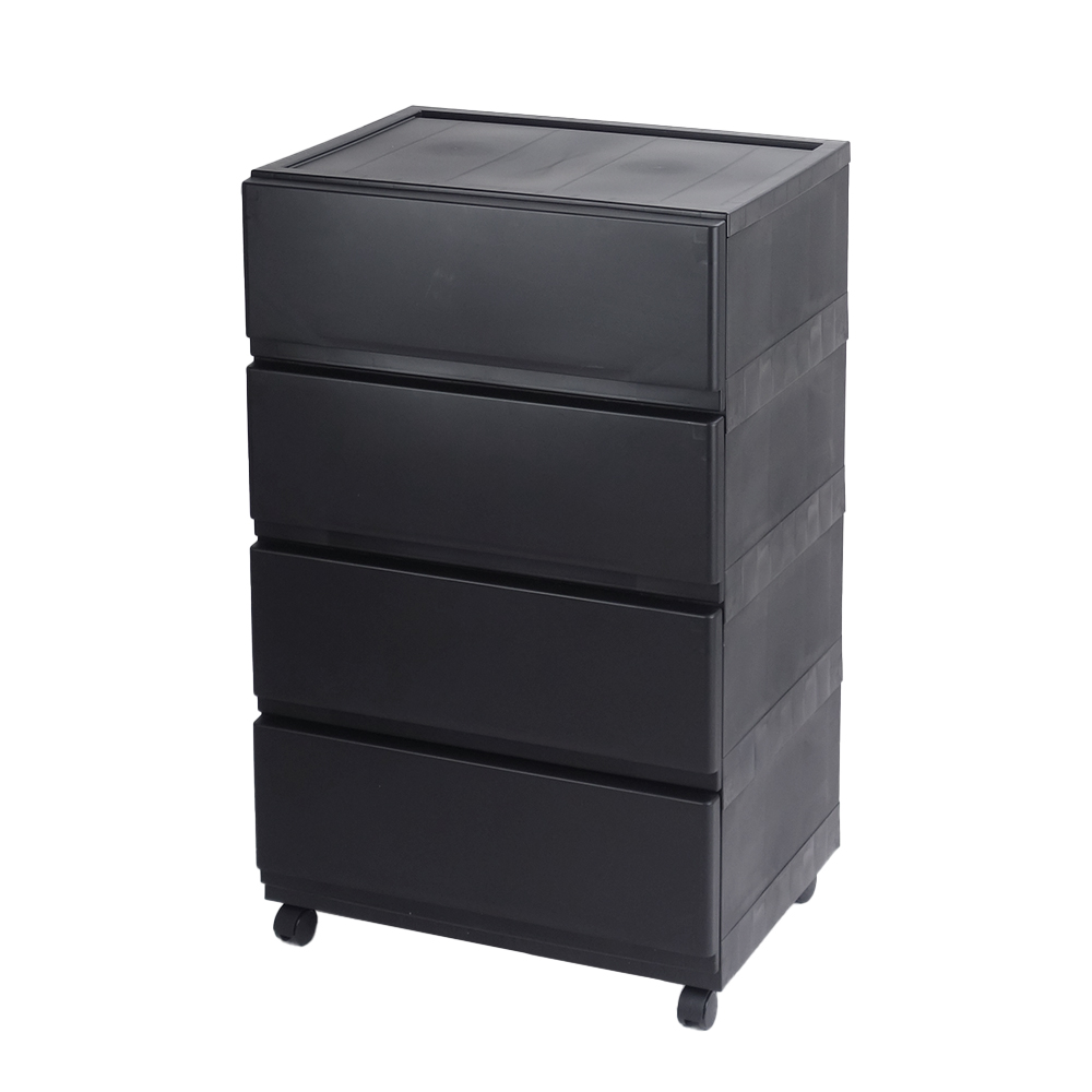 (4個セット特価) チェスト タンス 壁付き 4段 幅54cm ワイド 黒 ブラック キャスター付き 脚付き おしゃれ ほこりが入りにくい 中が透けない 160-A39/170-A9 | JEJアステージ | 02