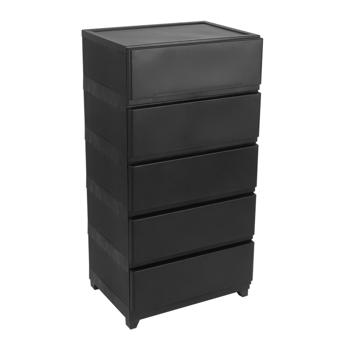 チェスト タンス 壁付き 5段 幅54cm ワイド 黒 ブラック キャスター付き 脚付き おしゃれ ほこりが入りにくい 中が透けない 170-A12/180-A5 | JEJアステージ | 01