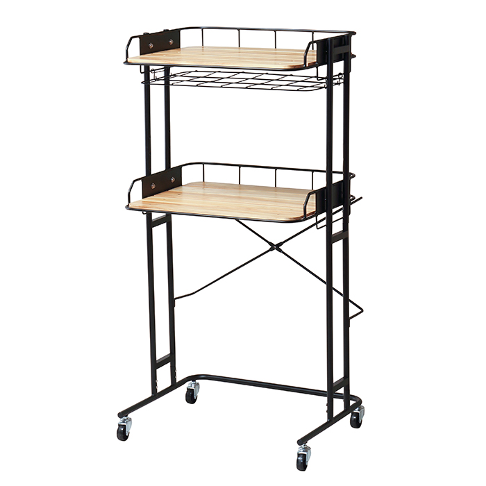 レンジラック 2段 幅62cm レンジ台 ゴミ箱上ラック おしゃれ アイアン 棚板高さ調節可 Mash マッシュ 弘益 BCKR620 (メーカー直送・代引不可) | 弘益 | 01