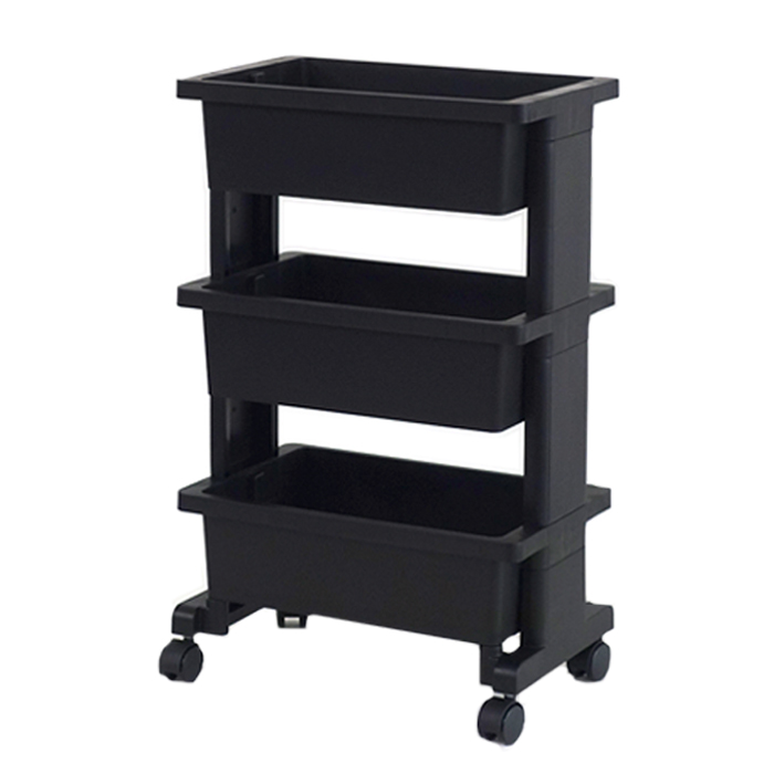 JEJアステージ ワゴン ミニ 3段 キャスター付き 黒 ブラック おしゃれ