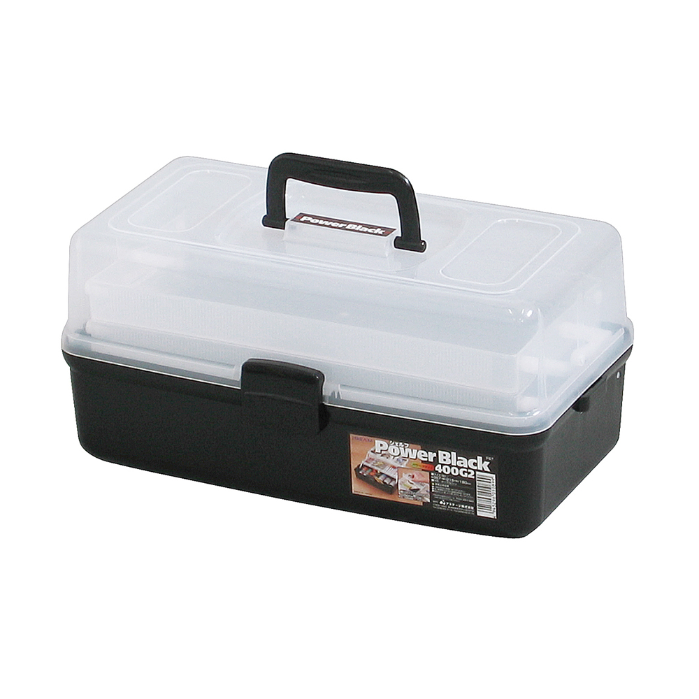 ツールボックス 棚付き 400 シェルフパワー モノトーン 小物 収納ボックス 黒 ブラック 小物入れ アクセサリー収納 パーツ収納 ハンドメイド 手芸 コスメ | JEJアステージ | 01