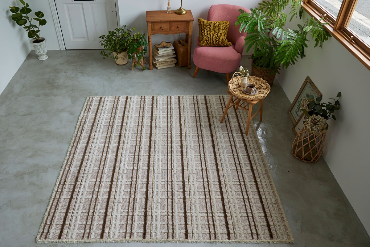 大特価！在庫限り スミノエ 190×240cm ミロワール ラグ 賃貸 一人暮らし のリビングに 国産 在庫限り チェック柄_5