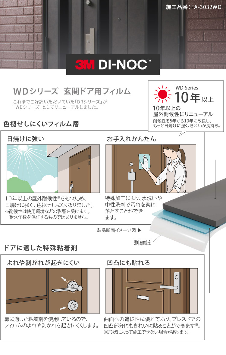 3M ダイノックシート 玄関ドア リフォーム 122cm巾 ［1m以上10cm単位