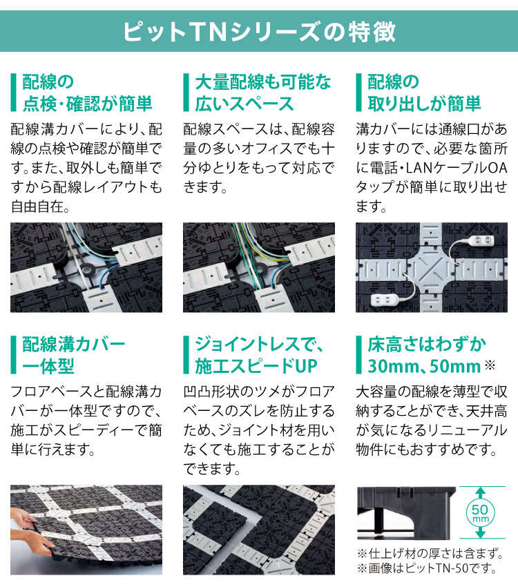 FUKUVI（フクビ） OAフロア ピットTN-50 置敷タイプ 床高50mm 500×500