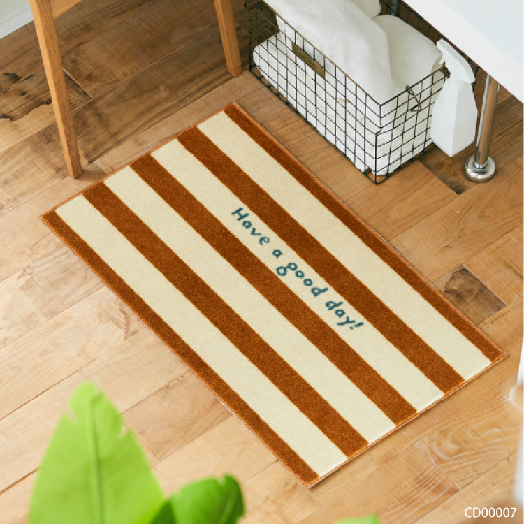 Collection kahou 玄関マット 洗える 防滑加工 吸水加工 45×75 クリーンテックス CD00007 CD00008 日本製 ストライプ ナチュラル 小さめ | クリーンテックス・ジャパン | 07