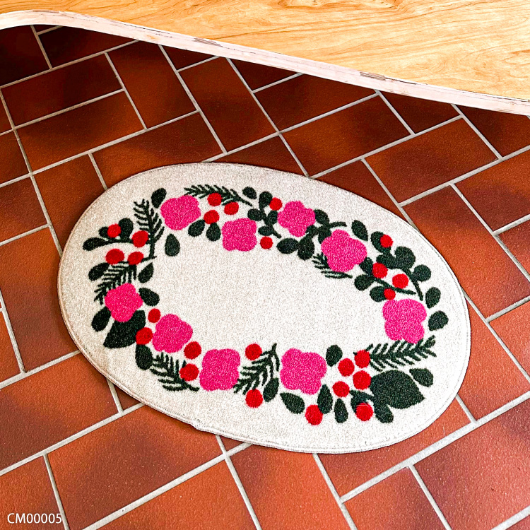 Eri Shimatsuka 玄関マット 洗える 防滑加工 吸水加工 48.5×70 クリーンテックス CM00004 CM00005 日本製 北欧 花柄 小さめ 円形ラグ | クリーンテックス・ジャパン | 07