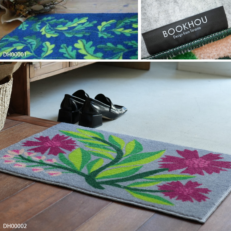 BOOKHOU 玄関マット 洗える 防滑加工 吸水加工 45×65 クリーンテックス DH00001 DH00002 DH00003 DH00004 DH00005 DH00006 日本製 花柄 小さめ | クリーンテックス・ジャパン | 10