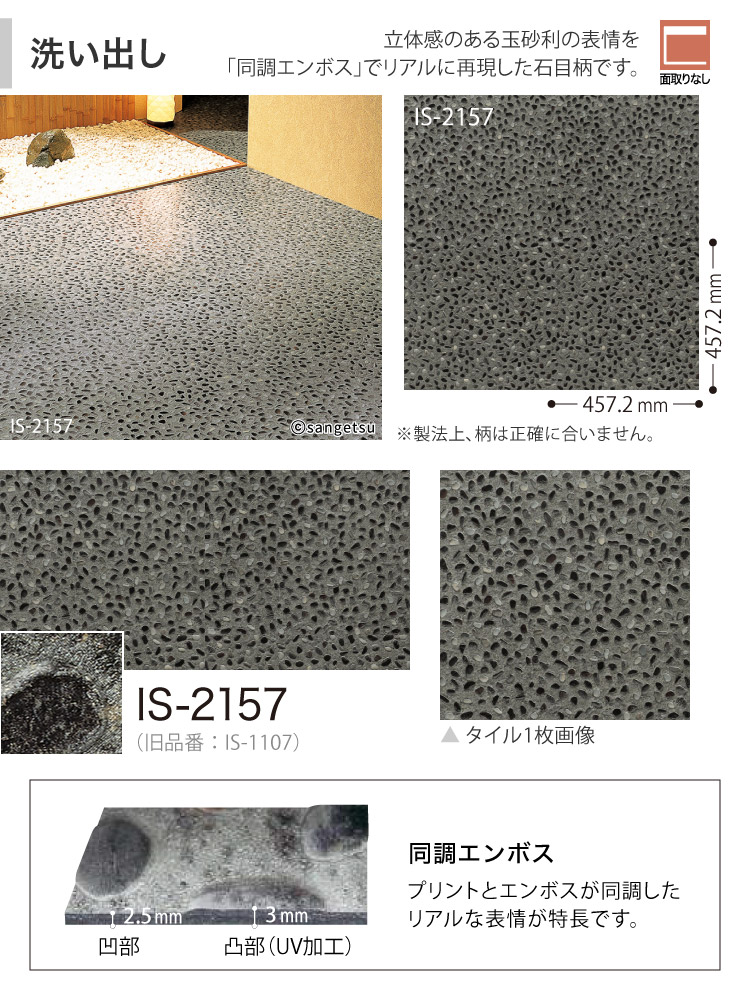 サンゲツ（SANGETSU） フロアタイル ストーン 洗い出し 正方形 ケース