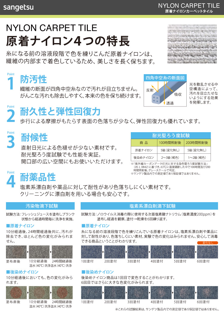 ［各色10枚以上］タイルカーペット サンゲツ 50×50cm ナイロン 国産 50cm角 ZX 無地 ライン 防炎 ペット 制電 耐候｜kabecolle｜33