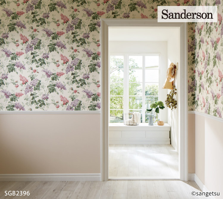 花柄の付下げ　薄いグレー サンゲツ XSELECT 輸入壁紙 イギリス Sanderson 花柄 植物 (52cm