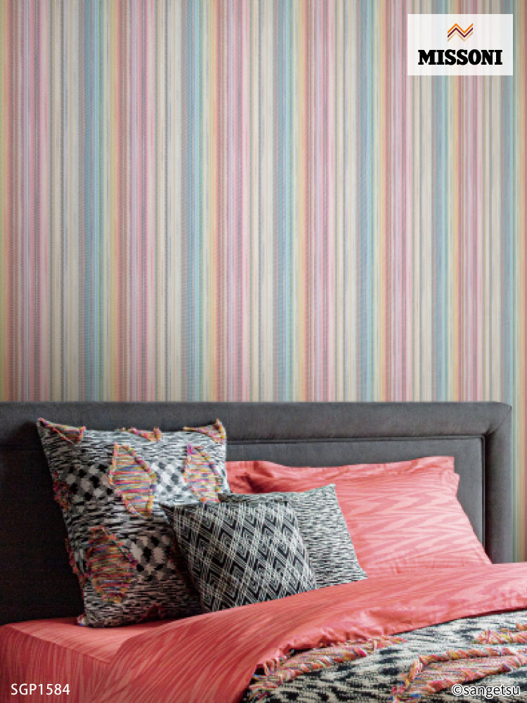 お値下げ中！ARTE    SAVOY 最高級壁紙  イタリア製 サンゲツ（SANGETSU） 輸入壁紙 Striped Sunset 100cm巾 ストライプ