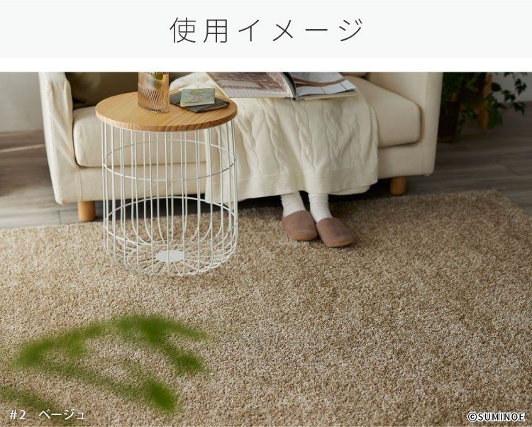 スミノエ丸ラグ•ベージュ 円形ラグ Mハク 防炎 消臭 すべり止め 床暖房対応 150×150cm｜スミノエ