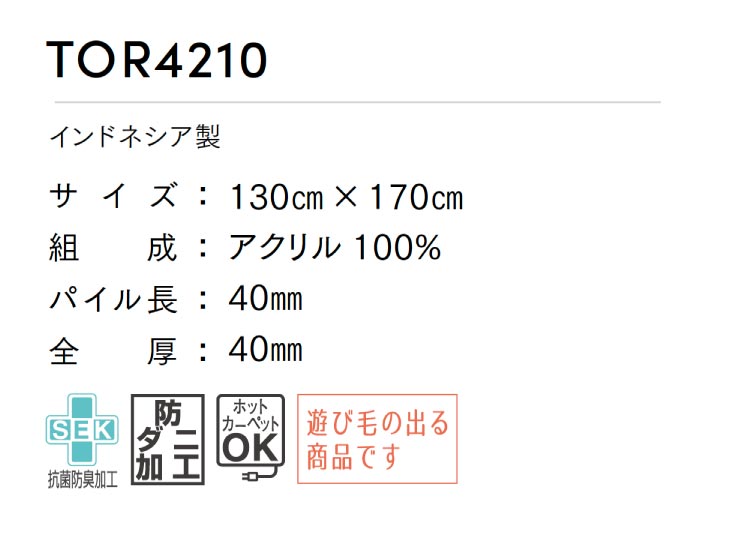 東リ ラグ 130×170 抗菌防臭加工 防ダニ 床暖 ホットカーペット対応