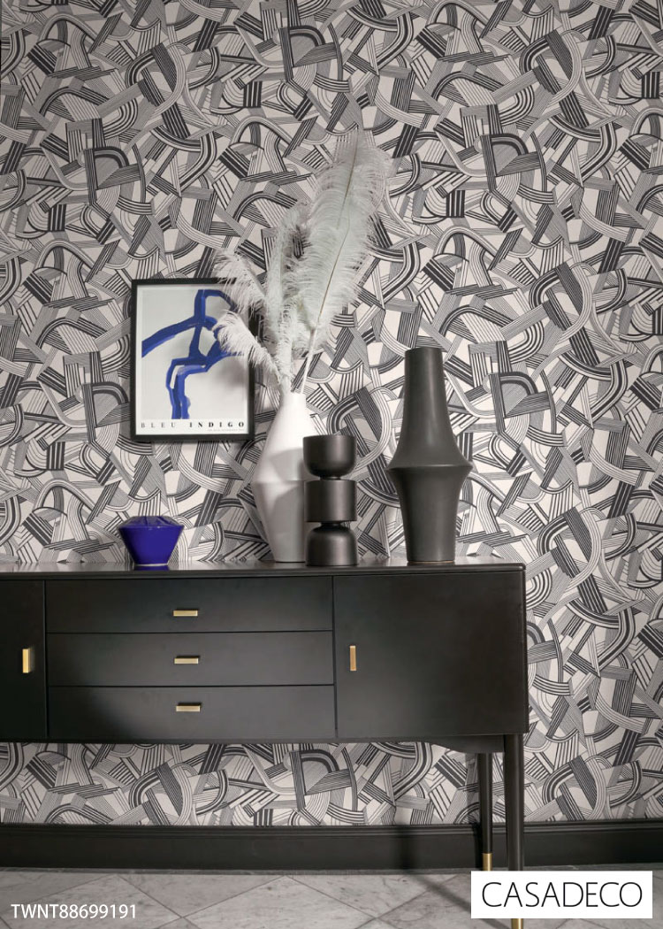 輸入壁紙 テシード フランス製 CASADECO 幾何学模様 パターン （53cm巾 × 10m巻） ［1ロール単位］